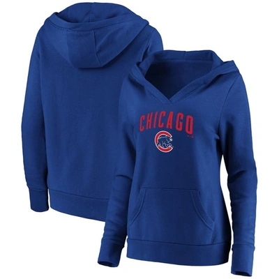 Fanatics Women's  Branded Royal Chicago Cubs Core Team Lockup V-neck Pullover Hoodie