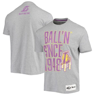 Ball-n Ball'n Heathered Grey Los Angeles Lakers Since 1948 T-shirt In Heather Grey