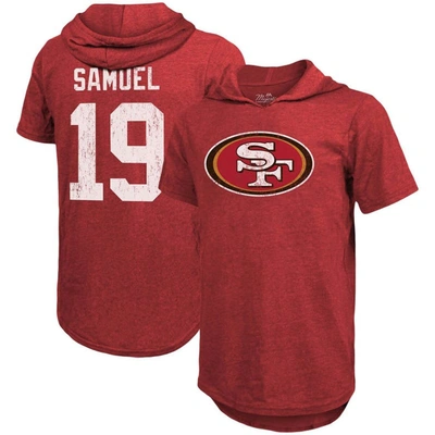 Majestic Threads Deebo Samuel Scarlet San Francisco 49ers Player Name & Number Tri-blend Slim Fit Ho