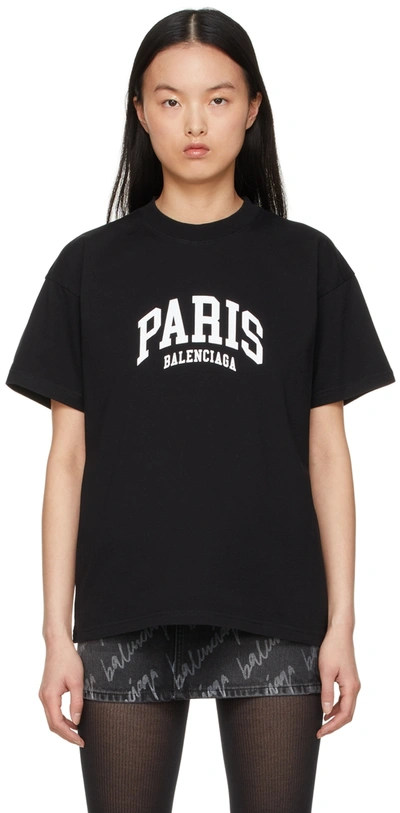 Balenciaga Logo-print Medium Fit T-shirt In Black White