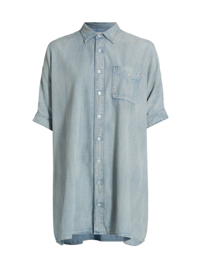R13 Oversize Boxy Denim Shirtdress In Somerset