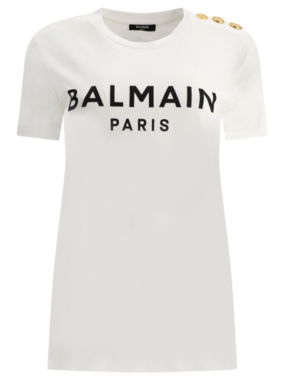 Balmain T-shirt With Printed Logo In White