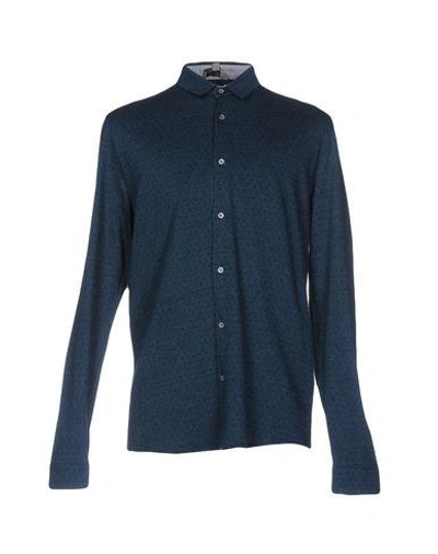 Canali Patterned Shirt In Deep Jade