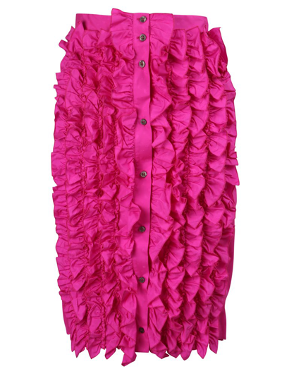 Msgm Ruffle-detail High-waisted Skirt In Fuxia