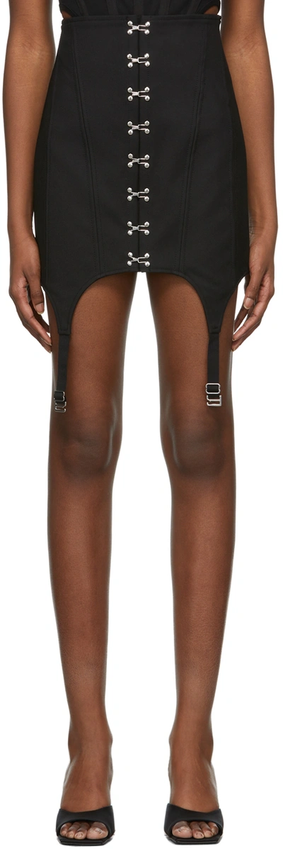 Dion Lee High Waist Corset Front Garter Miniskirt In Black