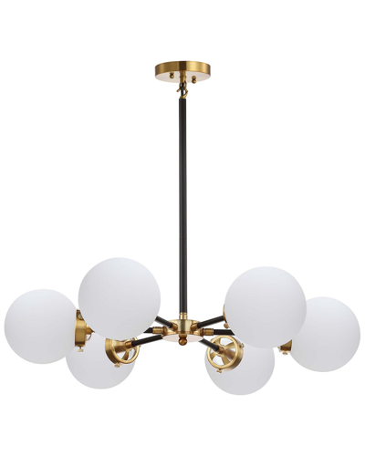 Jonathan Y Caleb Adjustable 6-light 28" Brass Cluster Pendant In Brass Gold-tone,black