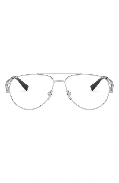 Versace 57mm Aviator Optical Glasses In Silver/ Demo Lens