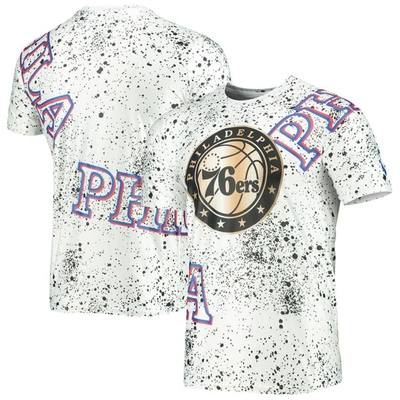 Fisll White Philadelphia 76ers Gold Foil Splatter Print T-shirt