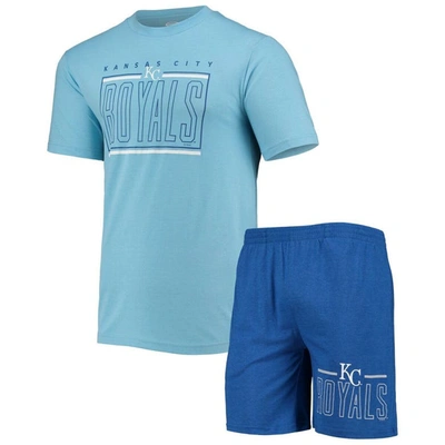 Concepts Sport Men's  Royal, Light Blue Kansas City Royals Meter T-shirt And Shorts Sleep Set In Royal,light Blue
