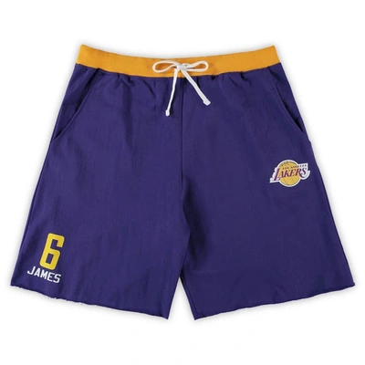 Profile Men's Lebron James Purple Los Angeles Lakers Big And Tall French Terry Name & Number Shorts