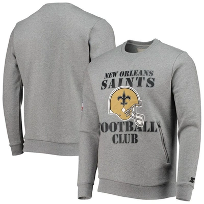 Starter Gray New Orleans Saints Locker Room Throwback End Zone Pullover Sweatshirt