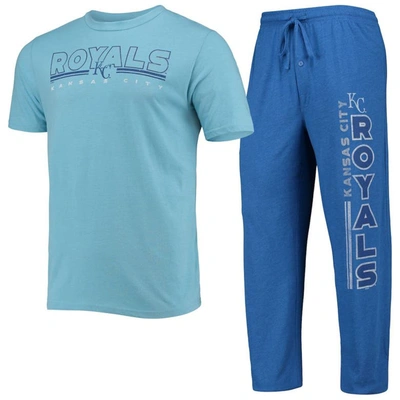 Concepts Sport Men's  Royal, Light Blue Kansas City Royals Meter T-shirt And Trousers Sleep Set In Royal,light Blue
