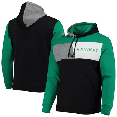 Mitchell & Ness Black/green Austin Fc Colorblock Fleece Pullover Hoodie