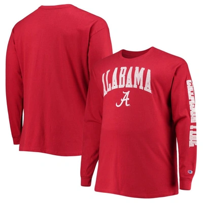 Champion Men's  Crimson Alabama Crimson Tide Big And Tall 2-hit Long Sleeve T-shirt