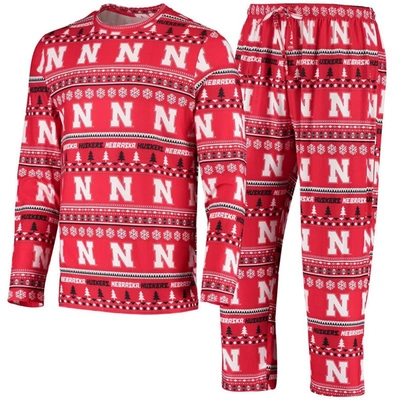Concepts Sport Scarlet Nebraska Huskers Ugly Sweater Knit Long Sleeve Top And Pant Set