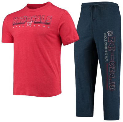 Concepts Sport Navy/red Washington Nationals Meter T-shirt And Pants Sleep Set
