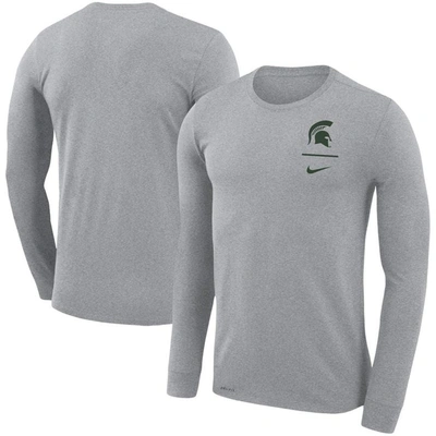 Nike Grey Michigan State Spartans Logo Stack Legend Performance Long Sleeve T-shirt