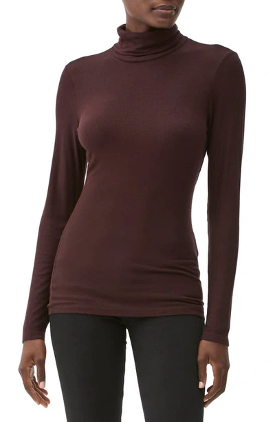 Michael Stars Gail Ribbed Turtleneck Top In Oak