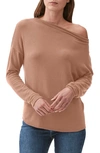 Michael Stars Allie Boat Neck Long Sleeve Top In Woodchip