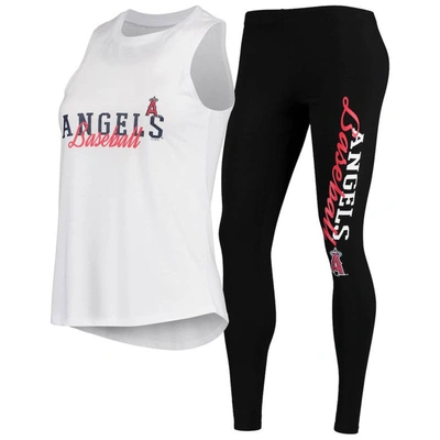 Concepts Sport Women's White, Black Los Angeles Angels Sonata Tank Top And Leggings Set In White,black