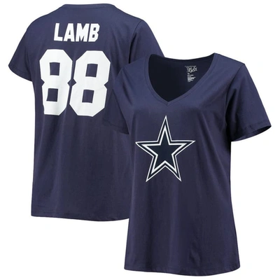 Fanatics Ceedee Lamb Navy Dallas Cowboys Plus Size Fair Catch Name & Number V-neck T-shirt