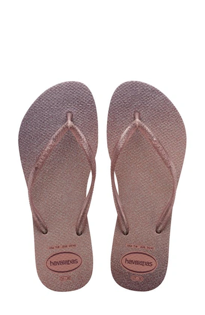 Havaianas Slim Gloss Flip Flop In Crocus Rose