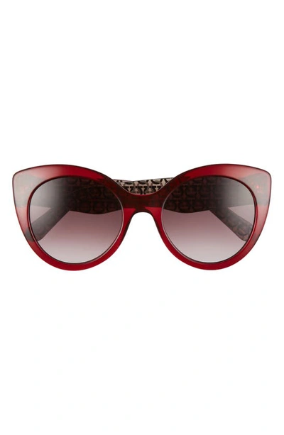 Ferragamo Classic 54mm Gradient Cat Eye Sunglasses In Crystal Burgundy/ Purple