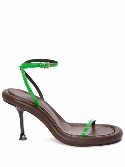 Jw Anderson Bumper Bicolor Leather Ankle-strap Sandals In Green