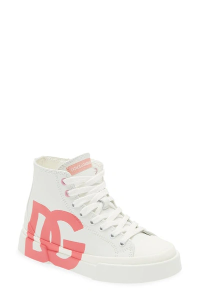 Dolce & Gabbana Kids' High-top Leather Sneakers In White