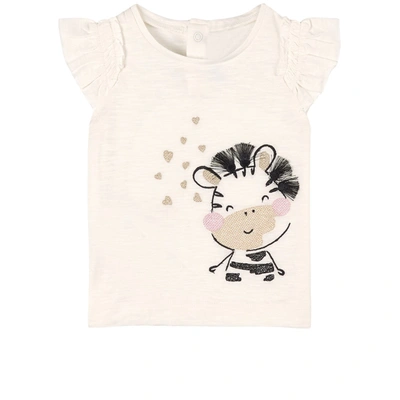 Mayoral Kids' Baby Zebra T-shirt Cream In Cream - Ivory