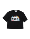 Msgm Kids' Cotton T-shirt With Logo In Black