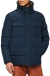 Marc New York Godwin Water Resistant Puffer Coat With Faux Fur Collar In Ink