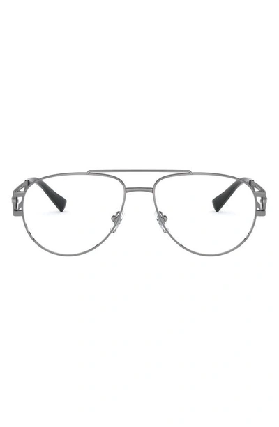 Versace 57mm Aviator Optical Glasses In Gunmetal/ Demo Lens