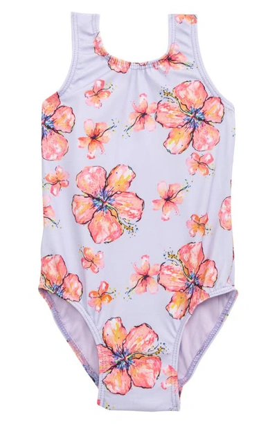 Coco Moon Babies' Hibiscus One-piece Swimsuit In Pink
