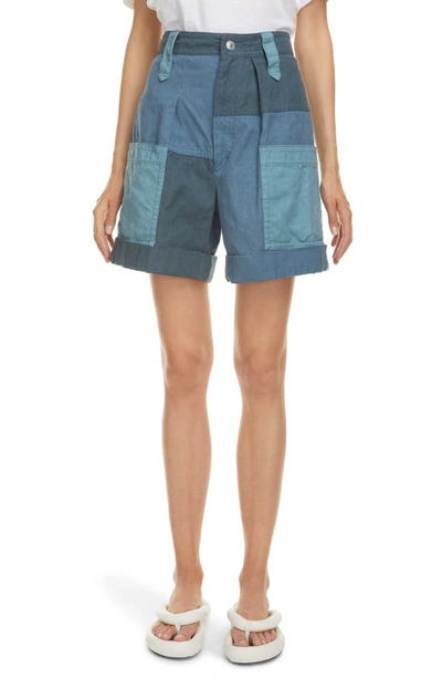 Isabel Marant Étoile Kalerna Organic Cotton & Linen Blend Shorts In Petrol