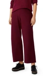 Eileen Fisher Wool High Waist Crop Pants In Dark Cranberry