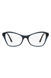 Prada 53mm Butterfly Optical Glasses In Crystal Blue