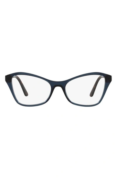 Prada 53mm Butterfly Optical Glasses In Crystal Blue