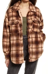 Pacsun Homecoming Fleece Flannel Jacket In Brown