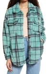 Pacsun Homecoming Fleece Flannel Jacket In Green