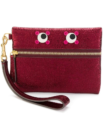 Anya Hindmarch 'circulus' Eyes Crinkled Metallic Leather Small Zip Pouch