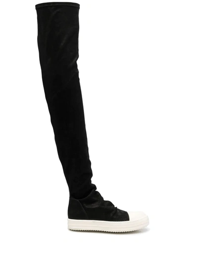 Rick Owens Knee-length Leather Boots In Black