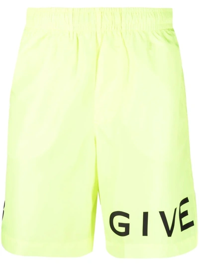 Givenchy Shorts Da Mare Lunghi 4g In Yellow