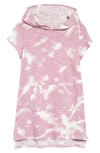 Zella Girl Kids' Tie Dye Hooded Cover-up Dress In Pink Lavender