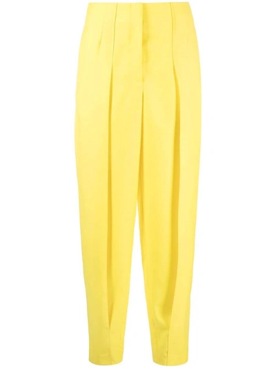 Loewe High Waist Wool Twill Trousers In Yellow