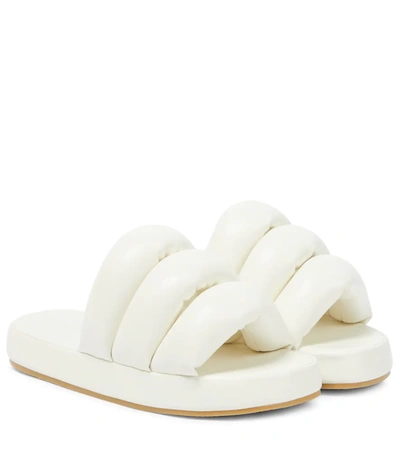 Stand Studio 20mm Keira Padded Faux Leather Slippers In 白色