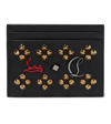 Christian Louboutin Kios Studded Leather Card Holder In Black/multi