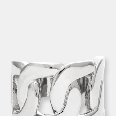 Rivka Friedman Solid Curb Link Chain Motif Polished Ring In White