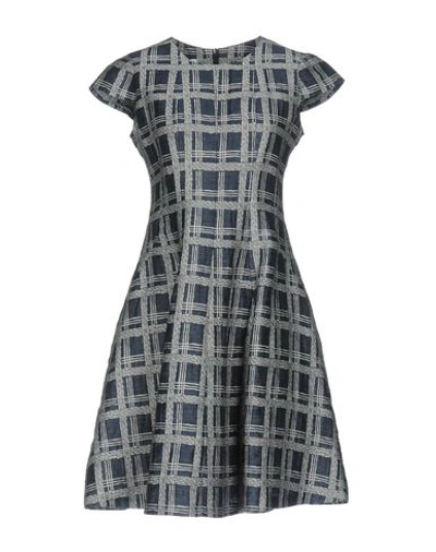 Armani Collezioni Cap-sleeve Linen-blend A-line Dress, Astral Multi In Slate Blue
