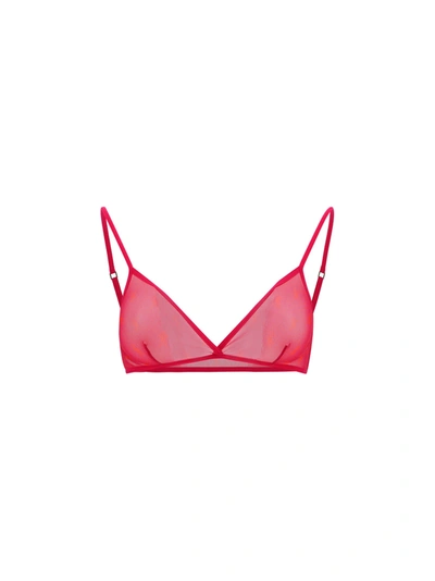 Saint Laurent Gorge Triangle Tulle Bra In Pink